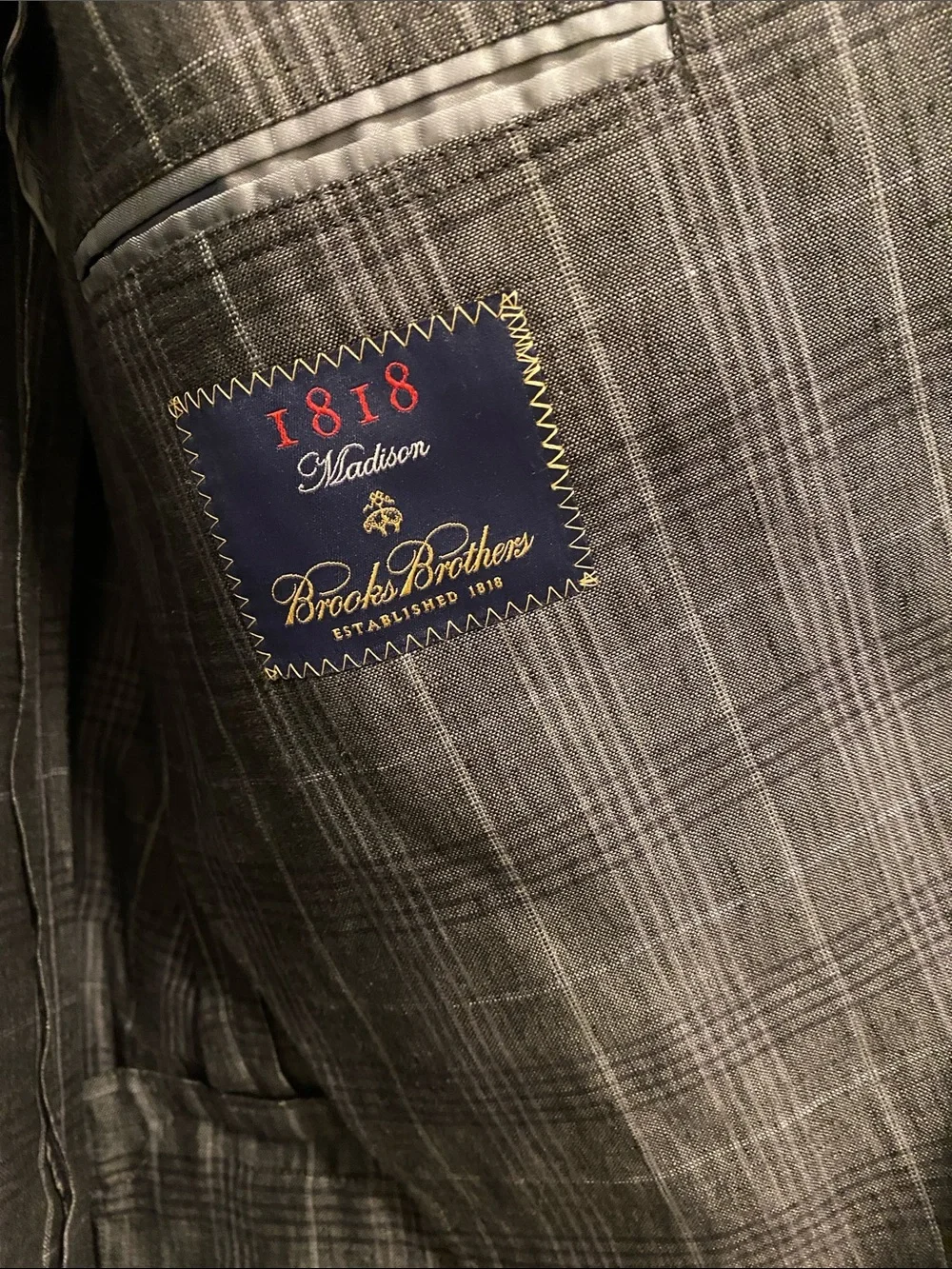 Brooks Brothers Gray Windowpane Plaid Sport Coat
